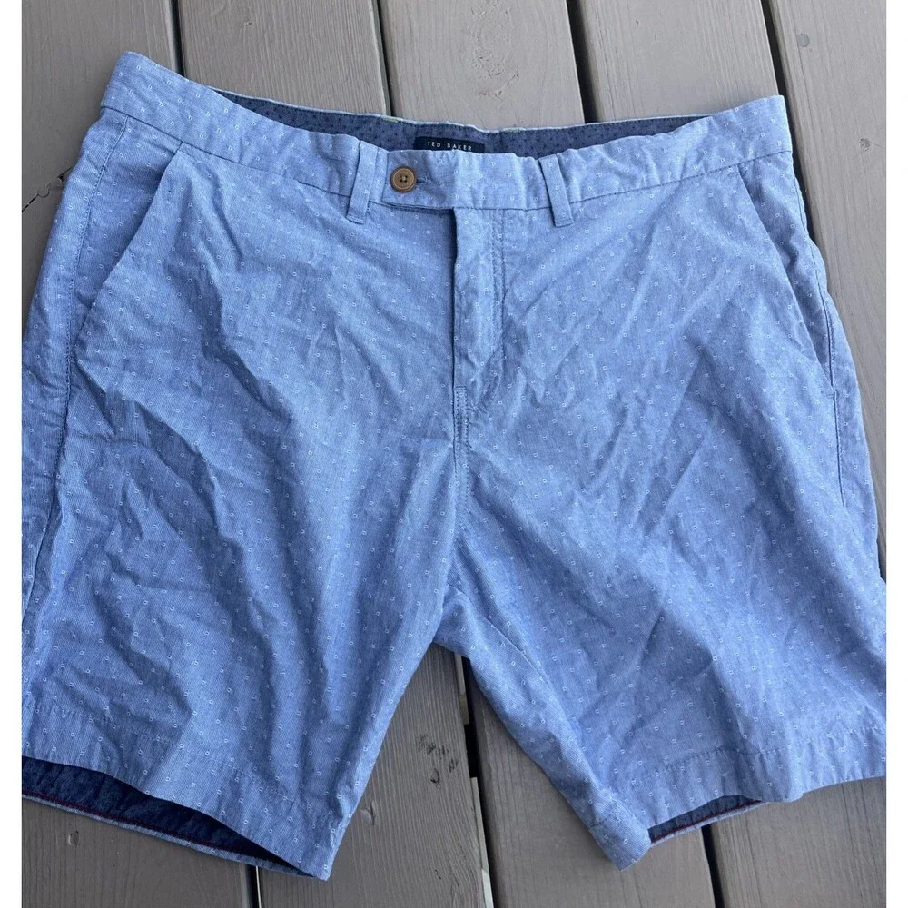 TED BAKER London Lot of 2 Men's Chino Shorts Flat Front Summer Wear Blue Size 38